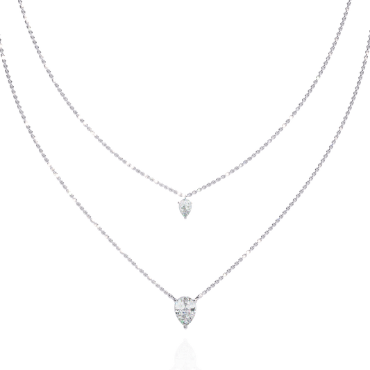 1.46 Ct Pear Cut Lab Grown Diamond Solitaire Unique  Statement Cluster Classic Necklace For birthday