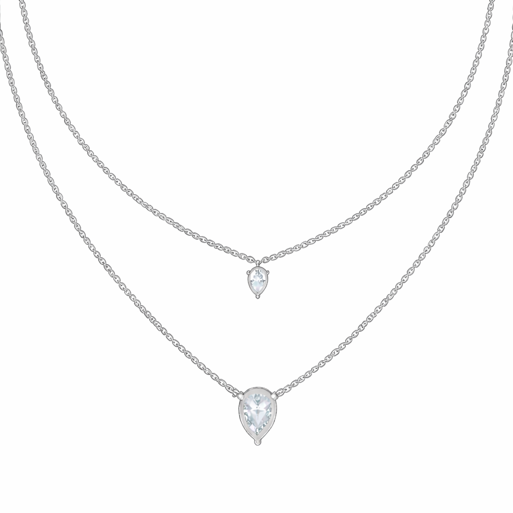1.46 Ct Pear Cut Lab Grown Diamond Solitaire Unique  Statement Cluster Classic Necklace For birthday - HIGHCARAT DIAMONDS