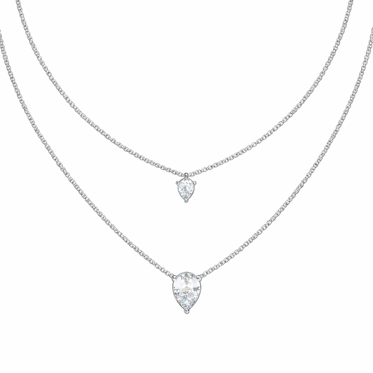 1.46 Ct Pear Cut Lab Grown Diamond Solitaire Unique  Statement Cluster Classic Necklace For birthday - HIGHCARAT DIAMONDS