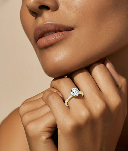 1.47 Carat Round Shaped Diamond Ring ,14K Solid Gold Luxury Diamond fabulous Ring For Her