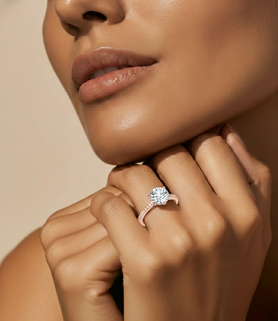 1.47 Carat Round Shaped Diamond Ring ,14K Solid Gold Luxury Diamond fabulous Ring For Her