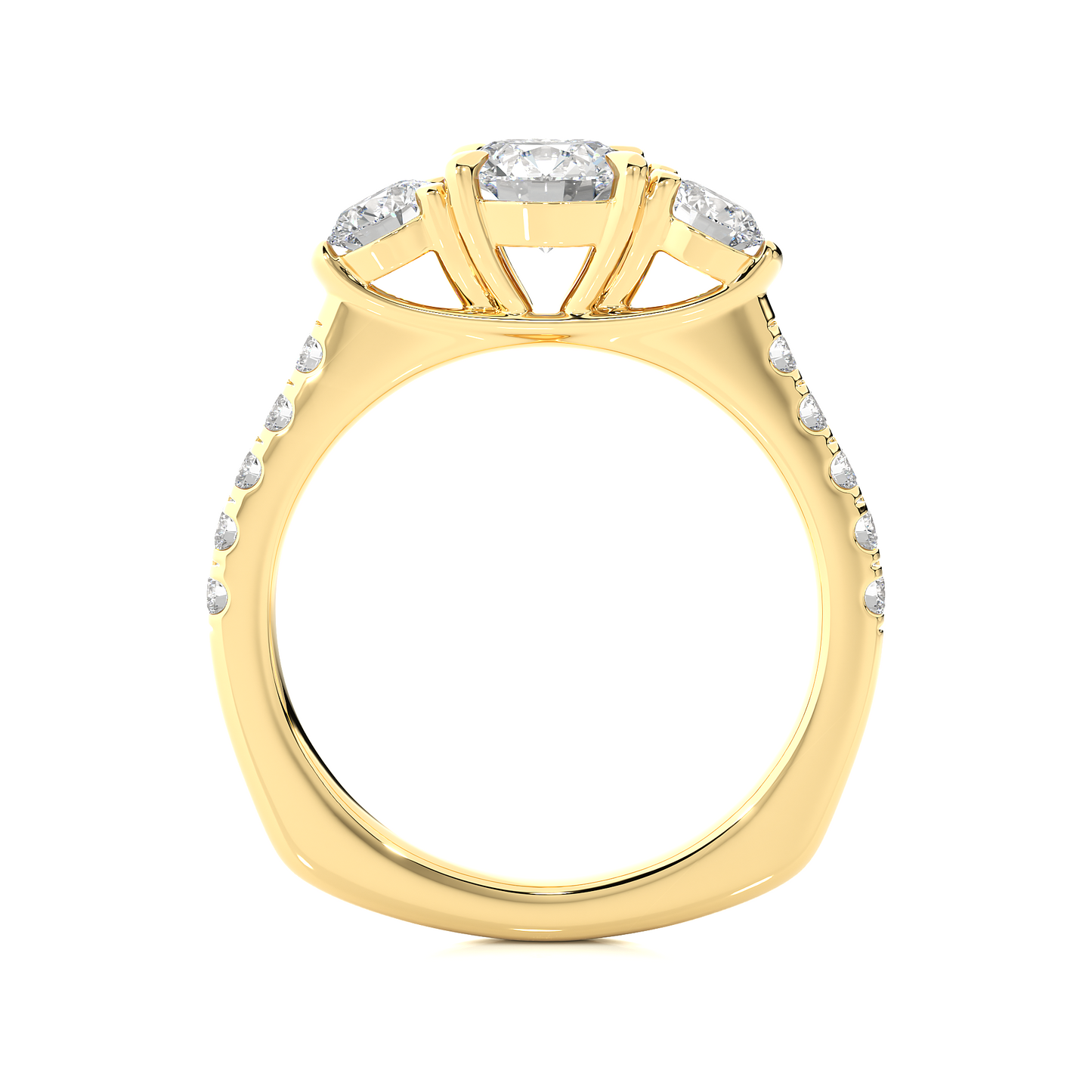 1.54 Ct Lab grown Round Diamond Anniversary Ring, With Three Stone
