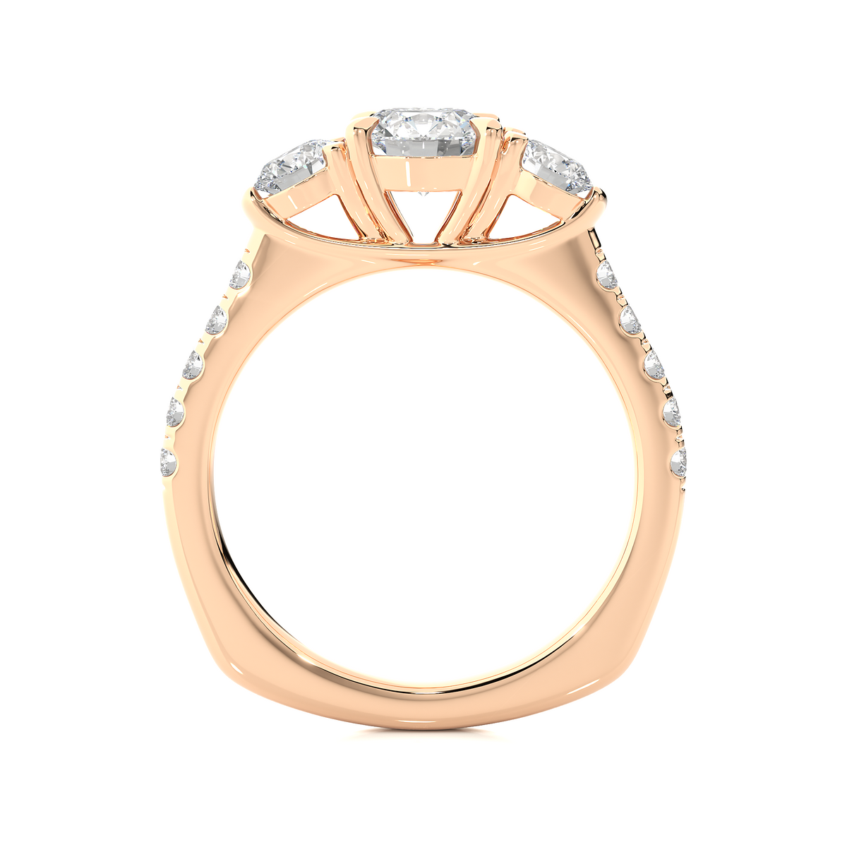 1.54 Ct Lab grown Round Diamond Anniversary Ring, With Three Stone - HIGHCARAT DIAMONDS