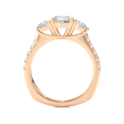 1.54 Ct Lab grown Round Diamond Anniversary Ring, With Three Stone - HIGHCARAT DIAMONDS