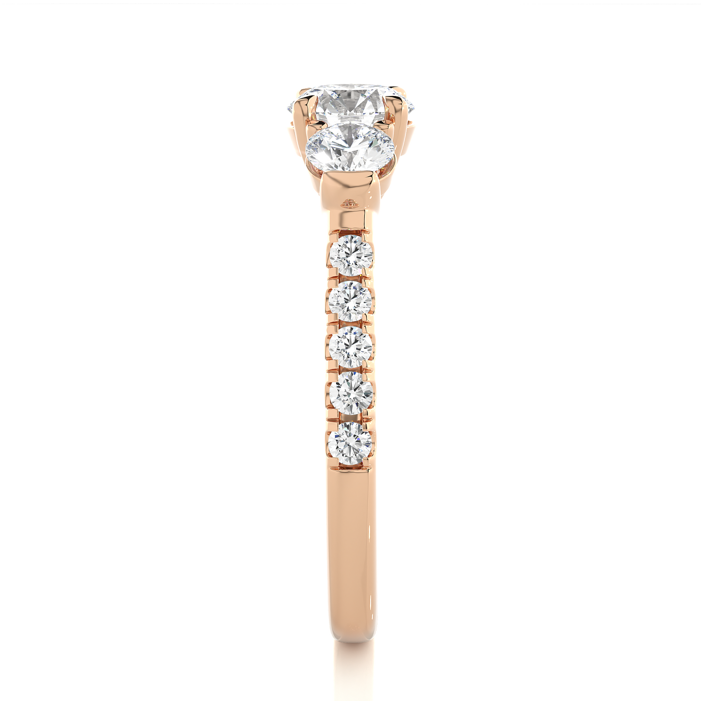 1.54 Ct Lab grown Round Diamond Anniversary Ring, With Three Stone