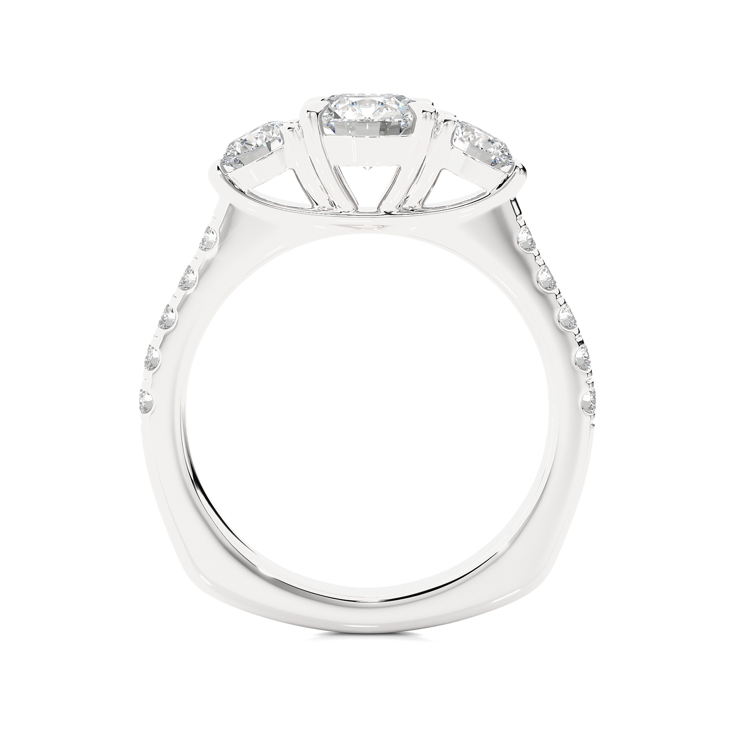 1.54 Ct Lab grown Round Diamond Anniversary Ring, With Three Stone