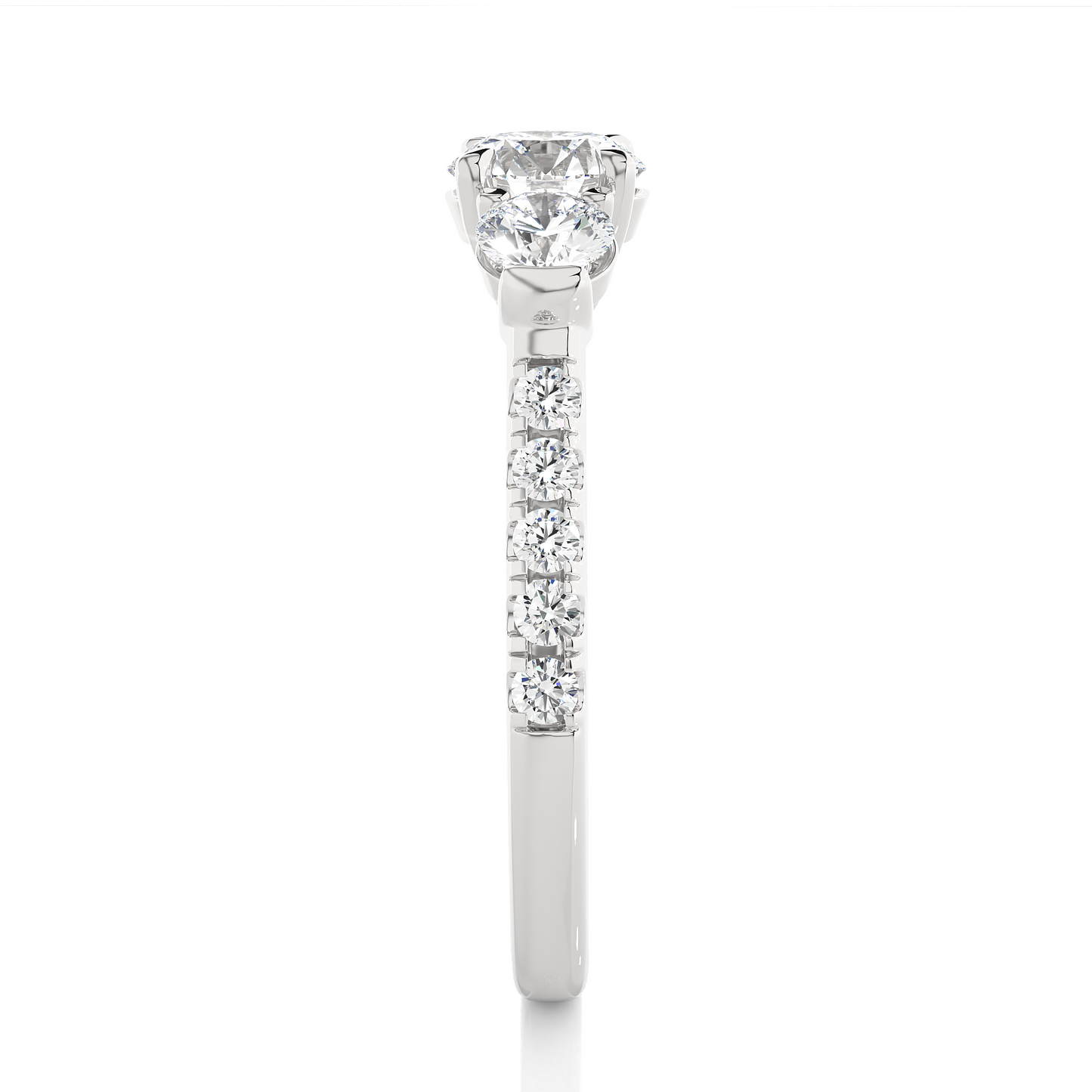 1.54 Ct Lab grown Round Diamond Anniversary Ring, With Three Stone