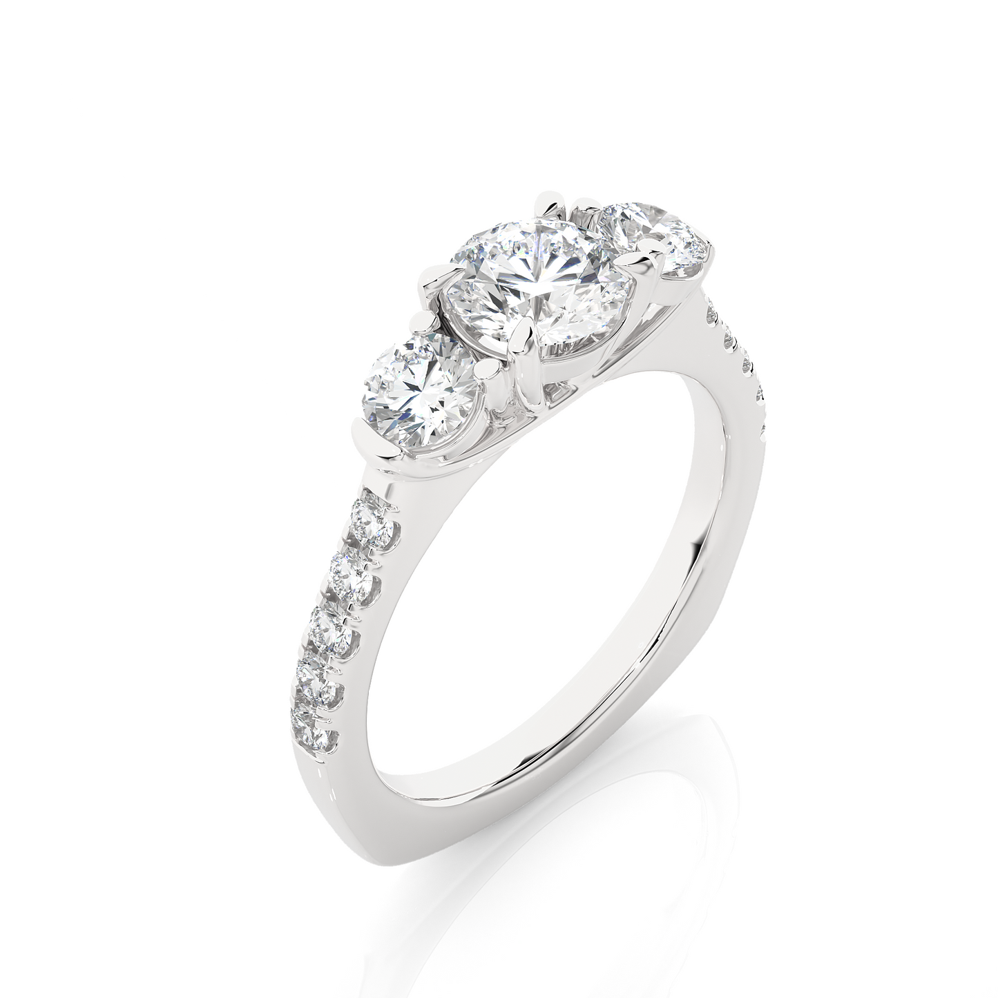 1.54 Ct Lab grown Round Diamond Anniversary Ring, With Three Stone