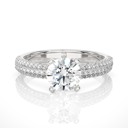 1.56 Ct  Carat Round Shaped Lab Grown Diamond  14K White Gold Engagement Perfect Ring, Gift For Her