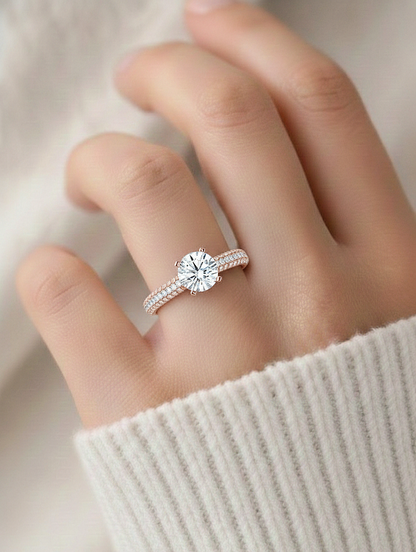 1.56 Ct  Carat Round Shaped Lab Grown Diamond  14K White Gold Engagement Perfect Ring, Gift For Her