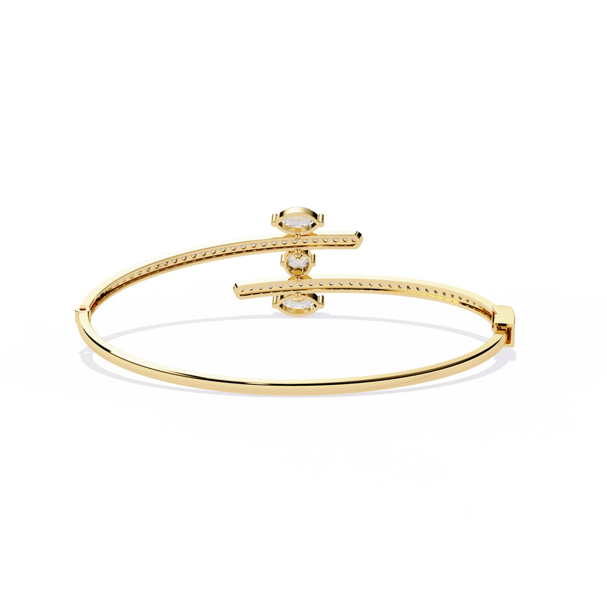 1.56Ct Marquise And Round Cut Lab Grown Diamond Unique Channel Set 14k Yellow Gold Daily Wear Bangle - HIGHCARAT DIAMONDS