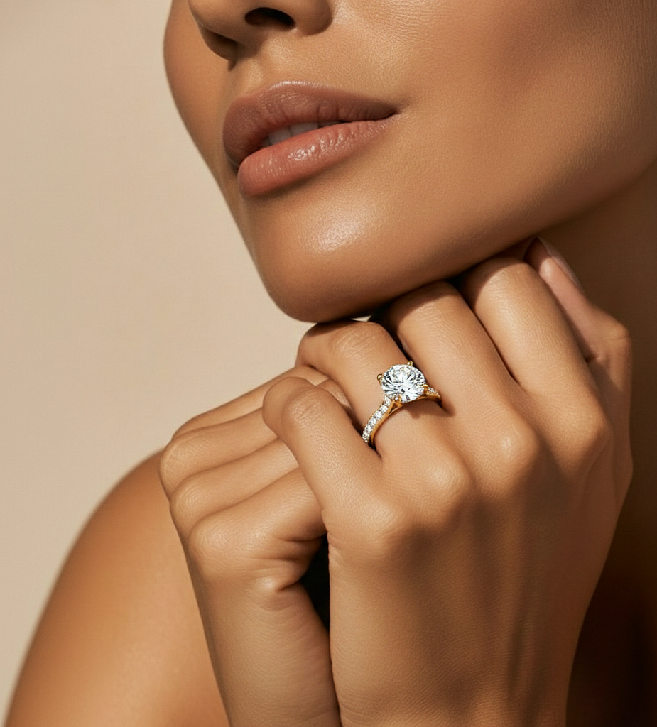 1.58 Carat and 14k,18k,10k option metal is available Round Shaped lab grown diamond proposal Ring