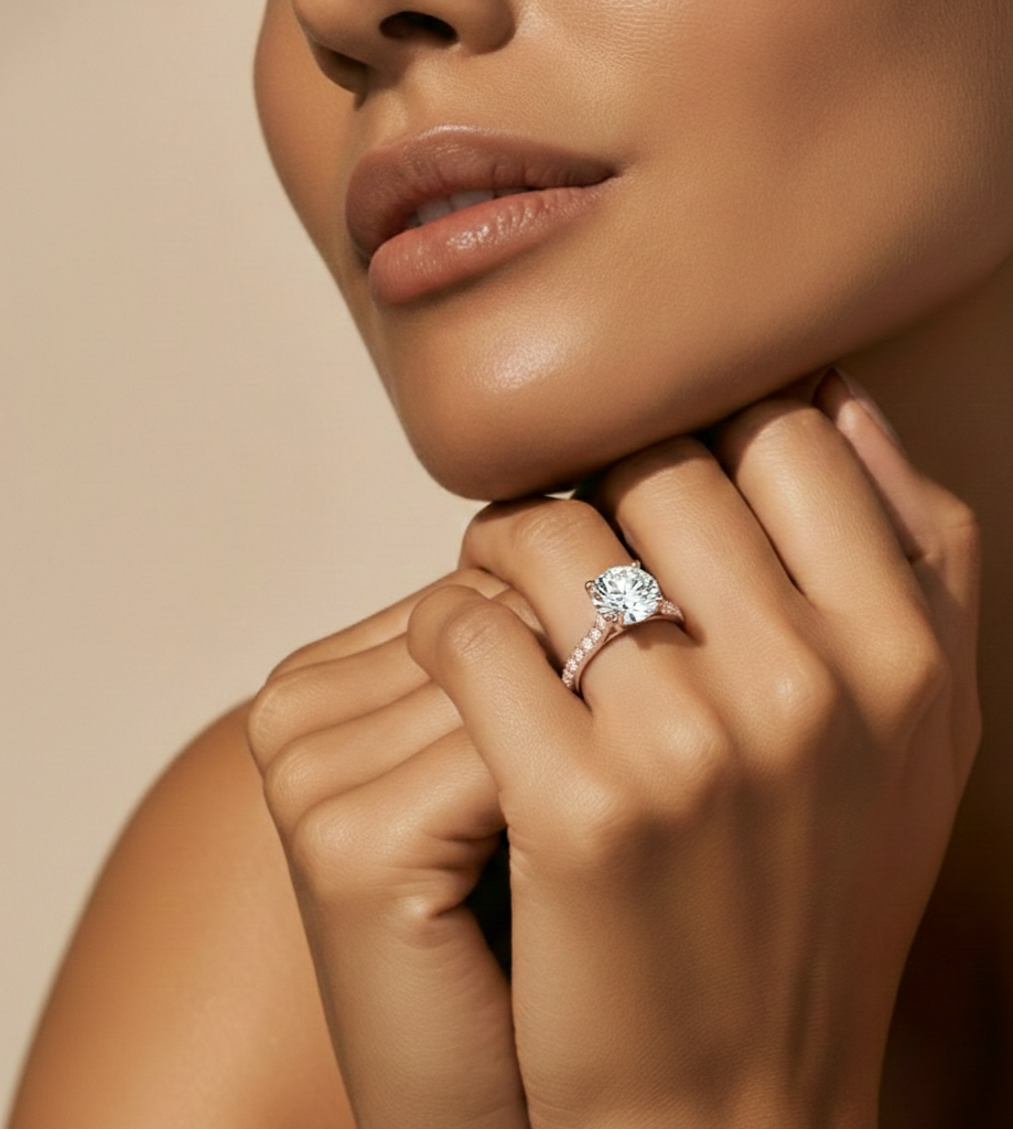 1.58 Carat and 14k,18k,10k option metal is available Round Shaped lab grown diamond proposal Ring