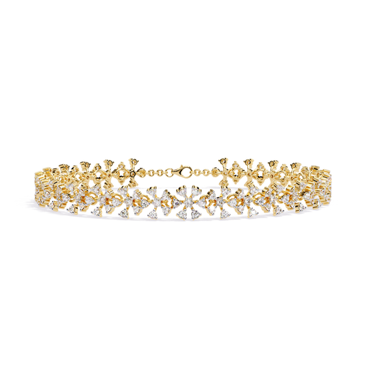 1.59Ct Round Cut Top Grade Diamond Antique Flower Shape Cluster Dainty Bridesmaid Tennis Bracelet Gift For Women's - HIGHCARAT DIAMONDS