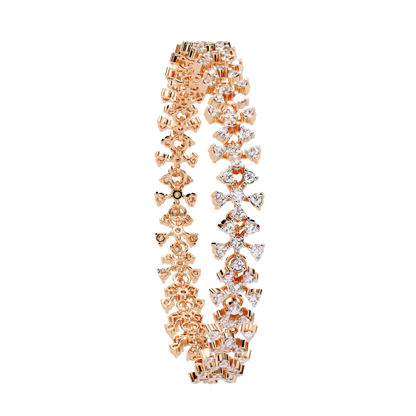 1.59Ct Round Cut Top Grade Diamond Antique Flower Shape Cluster Dainty Bridesmaid Tennis Bracelet Gift For Women's - HIGHCARAT DIAMONDS