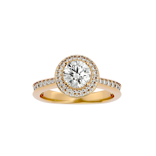 1.59 Ct Round Cut Lab grown Solitaire Ring With Round Accent,14K Solid Gold Hidden Halo Wedding Ring for  gifted - HIGHCARAT DIAMONDS