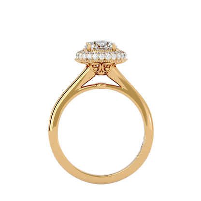 1.59 Ct Round Cut Lab grown Solitaire Ring With Round Accent,14K Solid Gold Hidden Halo Wedding Ring for  gifted
