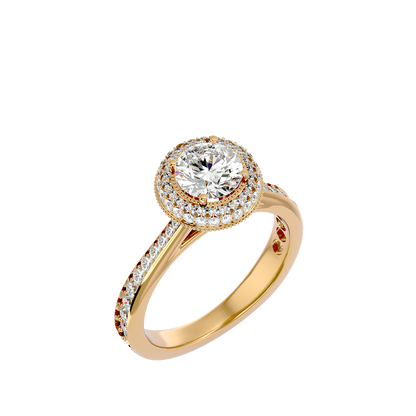 1.59 Ct Round Cut Lab grown Solitaire Ring With Round Accent,14K Solid Gold Hidden Halo Wedding Ring for  gifted - HIGHCARAT DIAMONDS