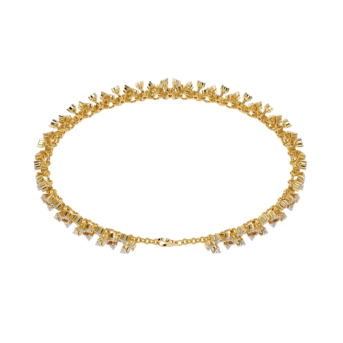 1.59Ct Round Cut Top Grade Diamond Antique Flower Shape Cluster Dainty Bridesmaid Tennis Bracelet Gift For Women's - HIGHCARAT DIAMONDS