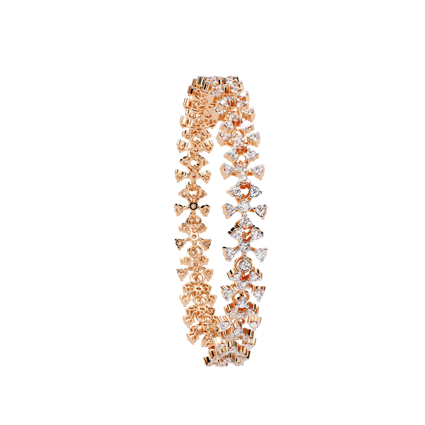 1.59Ct Round Cut Top Grade Diamond Antique Flower Shape Cluster Dainty Bridesmaid Tennis Bracelet Gift For Women's - HIGHCARAT DIAMONDS