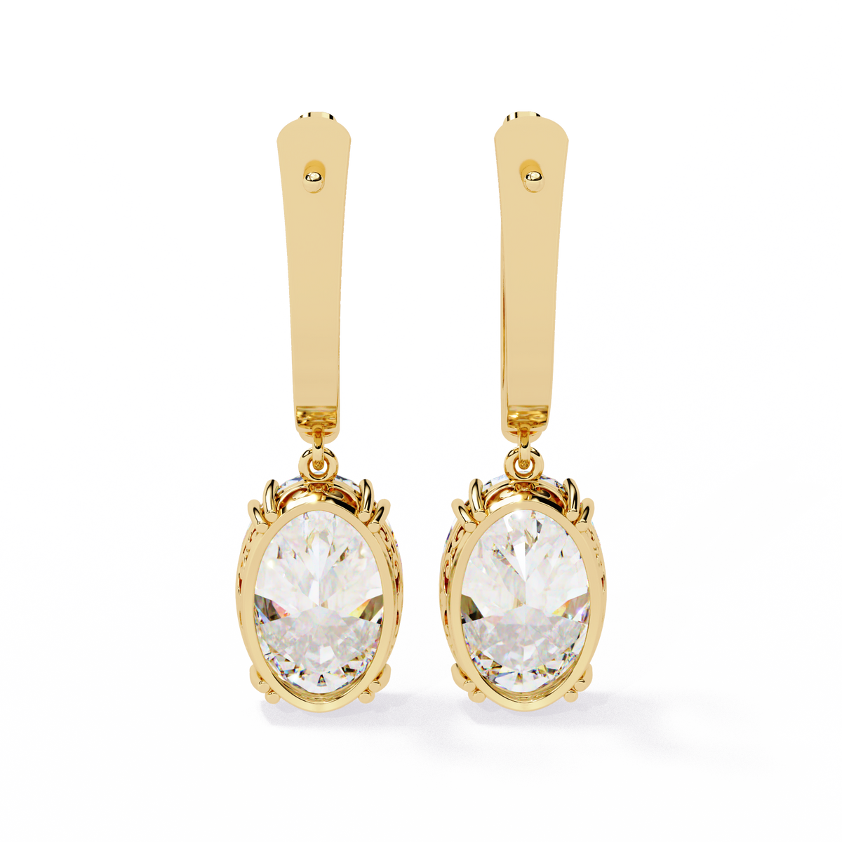 1.62Ct Oval Cut Lab Grown Diamond Delicate Fish Lock Bali Dainty 14k Solid White Gold Hoop Earring For Her - HIGHCARAT DIAMONDS