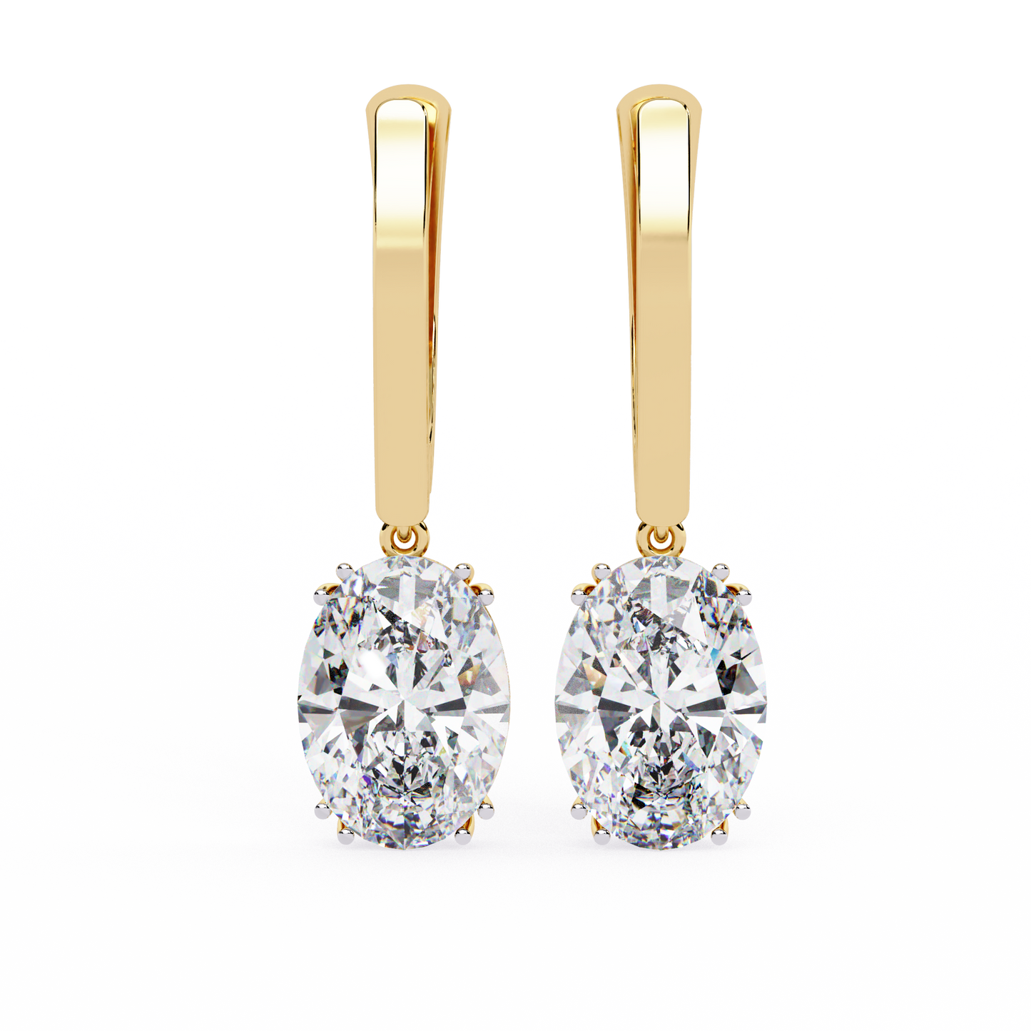 1.62Ct Oval Cut Lab Grown Diamond Delicate Fish Lock Bali Dainty 14k Solid White Gold Hoop Earring For Her - HIGHCARAT DIAMONDS