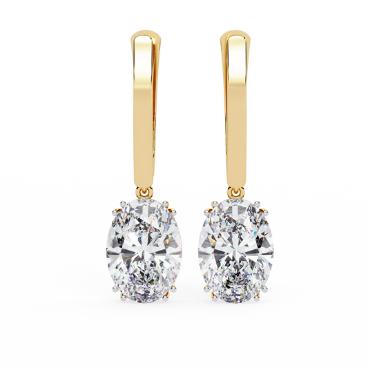 1.62Ct Oval Cut Lab Grown Diamond Delicate Fish Lock Bali Dainty 14k Solid White Gold Hoop Earring For Her - HIGHCARAT DIAMONDS