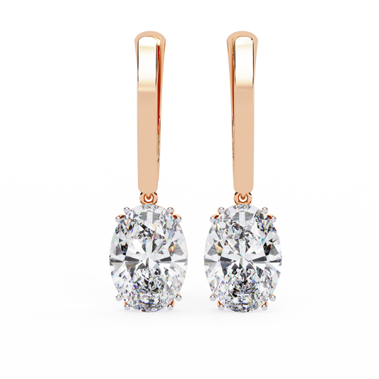 1.62Ct Oval Cut Lab Grown Diamond Delicate Fish Lock Bali Dainty 14k Solid White Gold Hoop Earring For Her - HIGHCARAT DIAMONDS