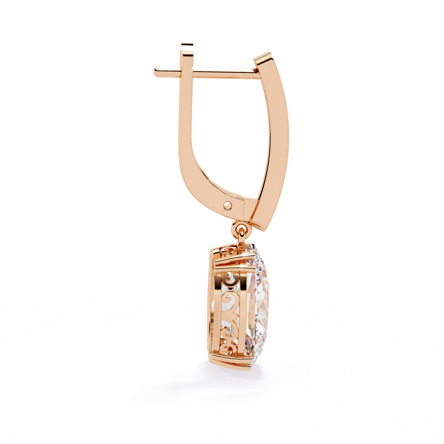 1.62Ct Oval Cut Lab Grown Diamond Delicate Fish Lock Bali Dainty 14k Solid White Gold Hoop Earring For Her