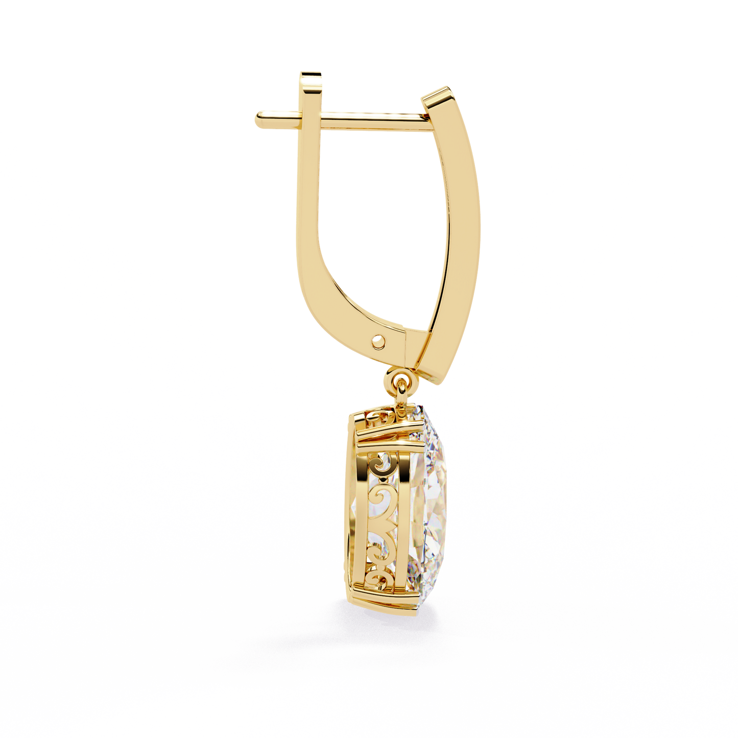 1.62Ct Oval Cut Lab Grown Diamond Delicate Fish Lock Bali Dainty 14k Solid White Gold Hoop Earring For Her