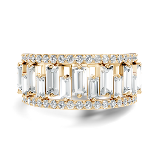1.63CT Baguette and Round Cut Diamond Vintage Delicate Half Eternity Wedding Band Ring For Women's - HIGHCARAT DIAMONDS