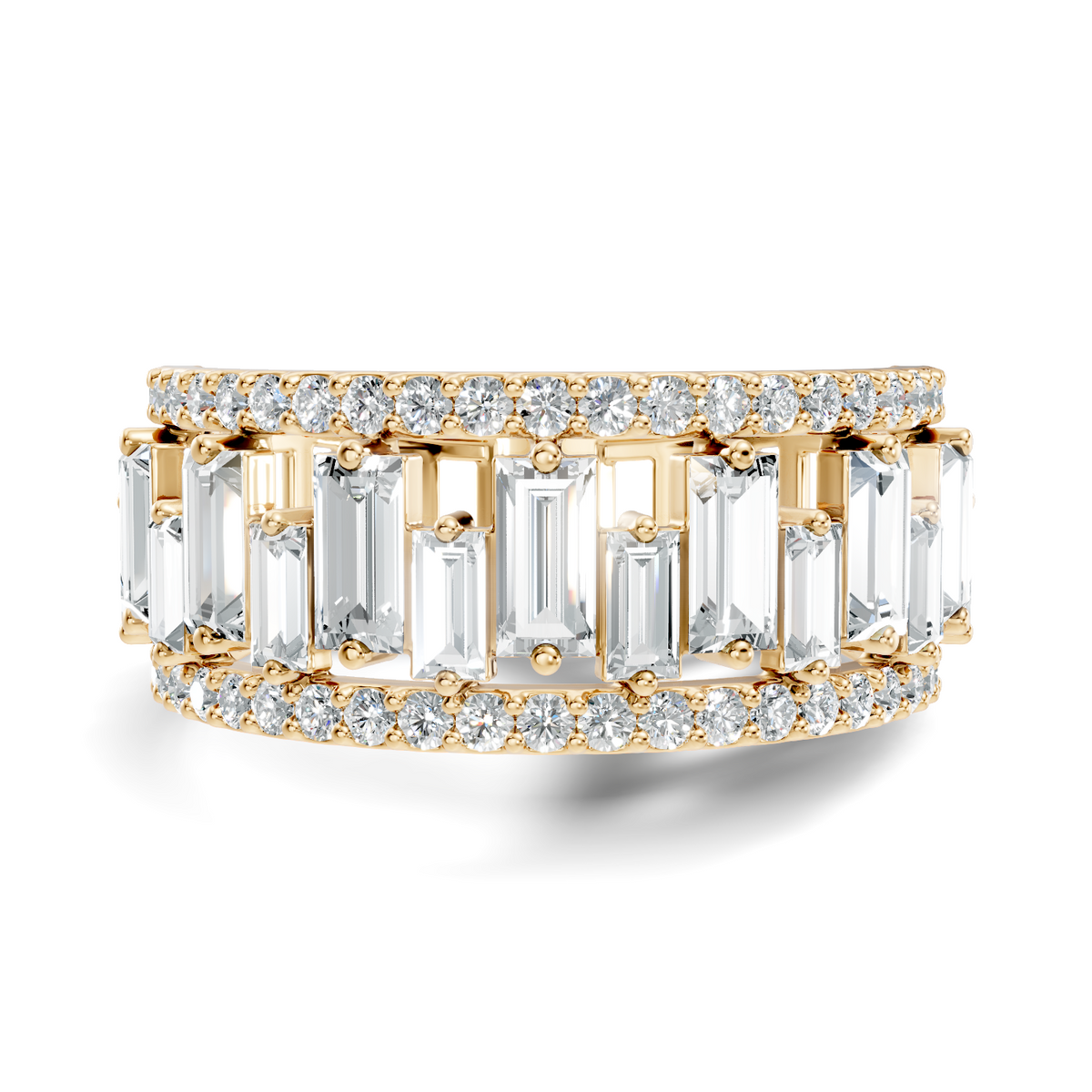 1.63CT Baguette and Round Cut Diamond Vintage Delicate Half Eternity Wedding Band Ring For Women's - HIGHCARAT DIAMONDS
