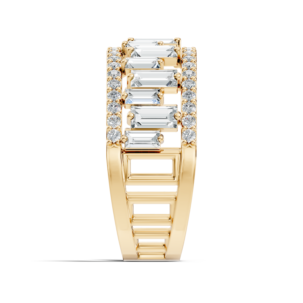1.63CT Baguette and Round Cut Diamond Vintage Delicate Half Eternity Wedding Band Ring For Women's - HIGHCARAT DIAMONDS