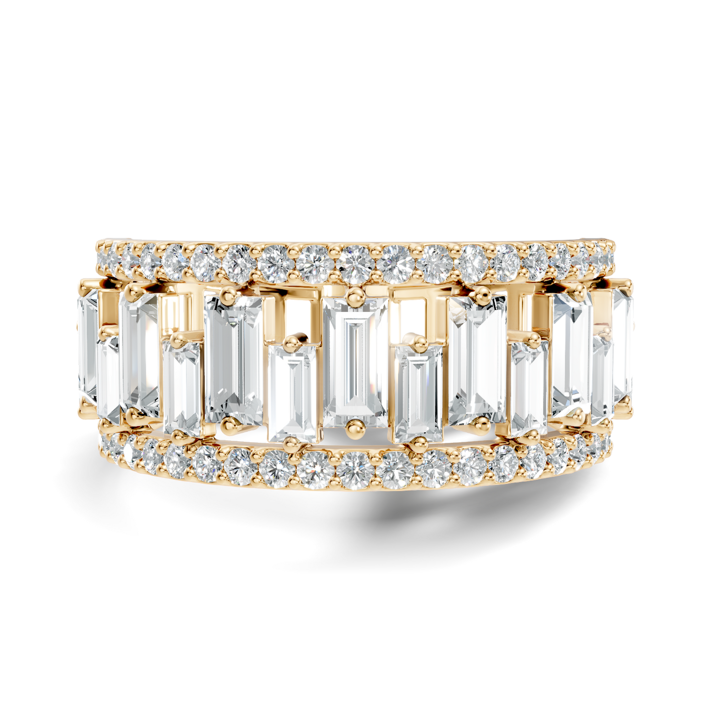 1.63CT Baguette and Round Cut Diamond Vintage Delicate Half Eternity Wedding Band Ring For Women's - HIGHCARAT DIAMONDS
