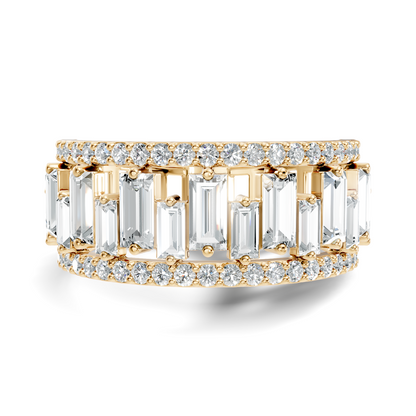 1.63CT Baguette and Round Cut Diamond Vintage Delicate Half Eternity Wedding Band Ring For Women's - HIGHCARAT DIAMONDS