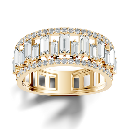 1.63CT Baguette and Round Cut Diamond Vintage Delicate Half Eternity Wedding Band Ring For Women's - HIGHCARAT DIAMONDS