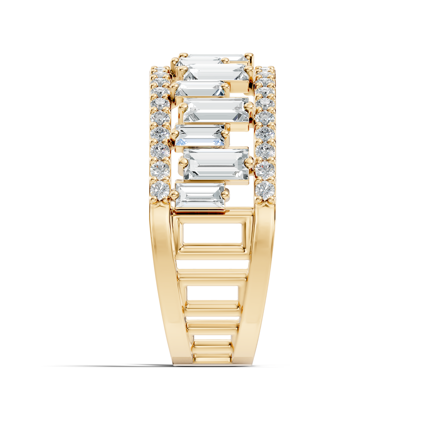 1.63CT Baguette and Round Cut Diamond Vintage Delicate Half Eternity Wedding Band Ring For Women's - HIGHCARAT DIAMONDS