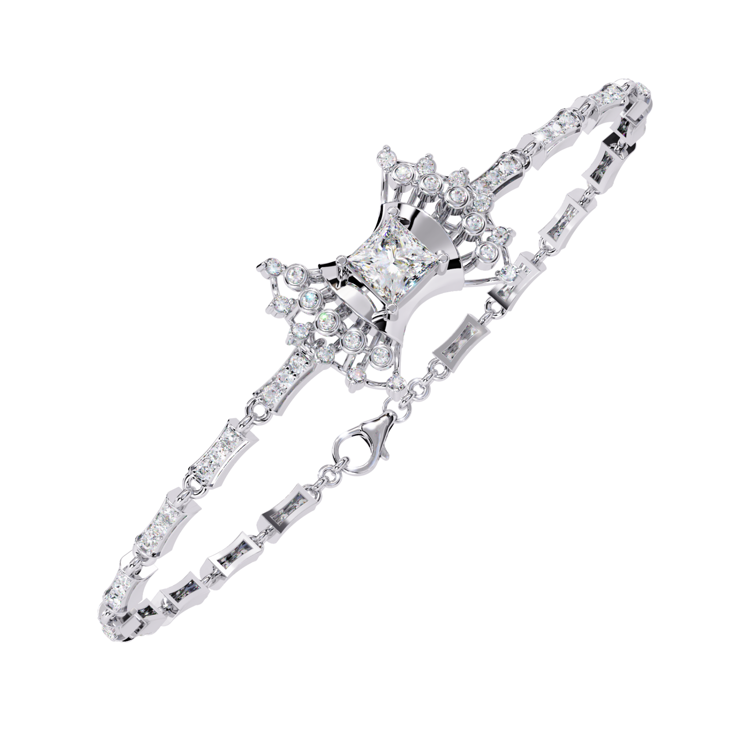 1.65Ct Princess And Round Cut Diamond Antique Elegant Delicate Stunning Perfect Tennis Bridesmaid Bracelet - HIGHCARAT DIAMONDS