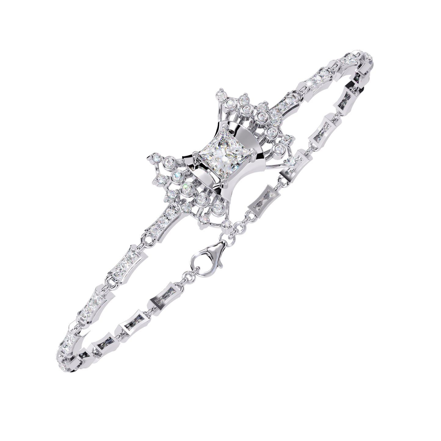 1.65Ct Princess And Round Cut Diamond Antique Elegant Delicate Stunning Perfect Tennis Bridesmaid Bracelet - HIGHCARAT DIAMONDS