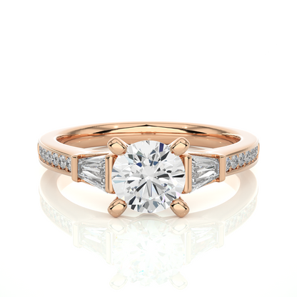 1.68 ct three stone diamond as well as pave and side stones Best gift ring for wedding - HIGHCARAT DIAMONDS