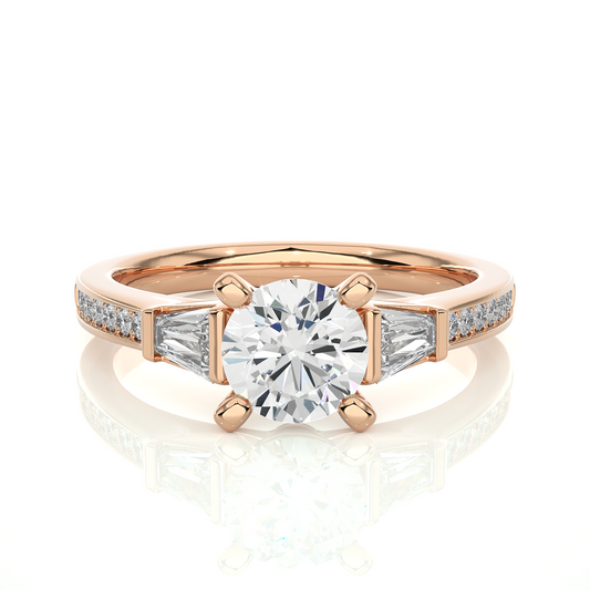 1.68 ct three stone diamond as well as pave and side stones Best gift ring for wedding - HIGHCARAT DIAMONDS