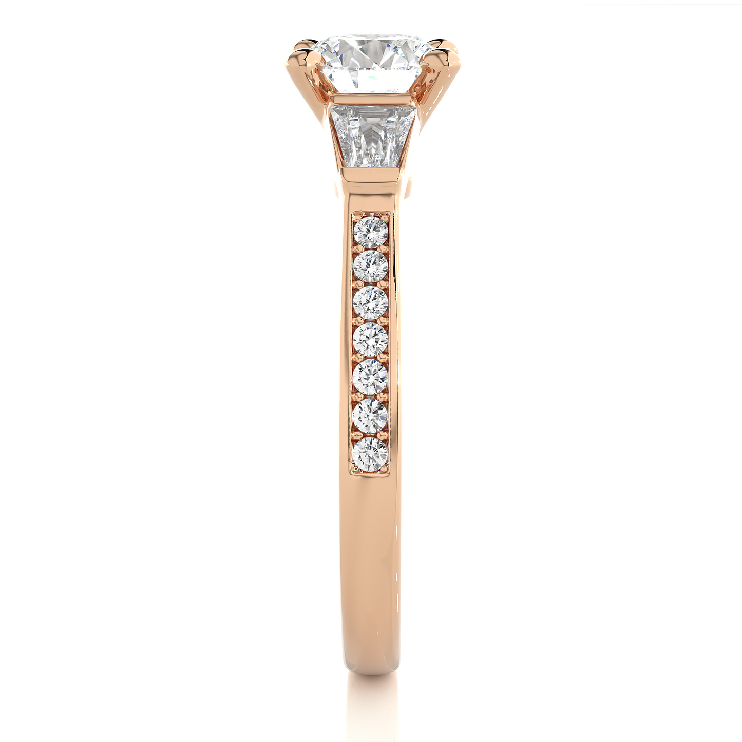 1.68 ct three stone diamond as well as pave and side stones Best gift ring for wedding - HIGHCARAT DIAMONDS