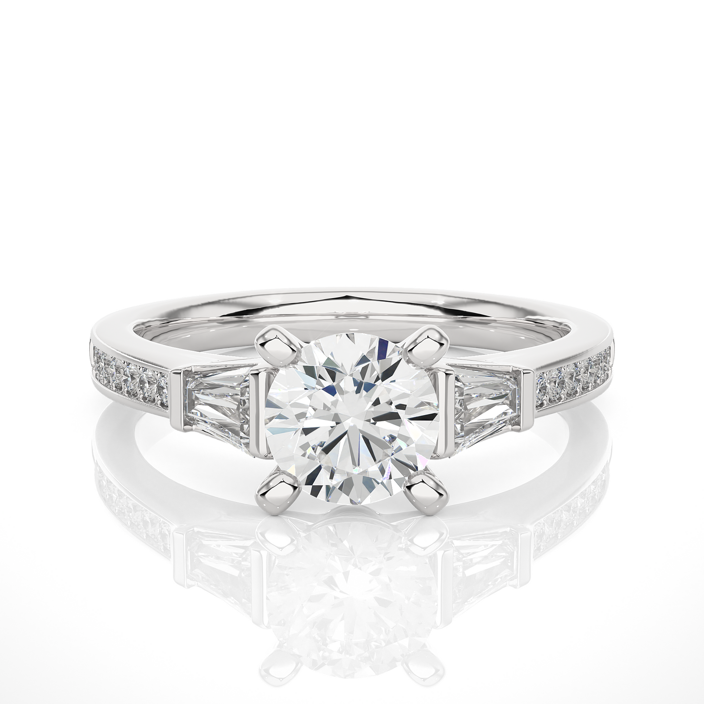 1.68 ct three stone diamond as well as pave and side stones Best gift ring for wedding - HIGHCARAT DIAMONDS