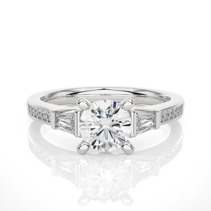 1.68 ct three stone diamond as well as pave and side stones Best gift ring for wedding - HIGHCARAT DIAMONDS