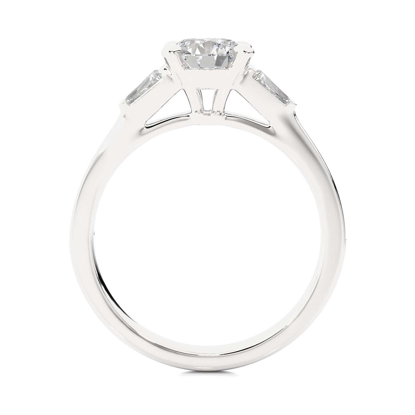 1.68 ct three stone diamond as well as pave and side stones Best gift ring for wedding - HIGHCARAT DIAMONDS