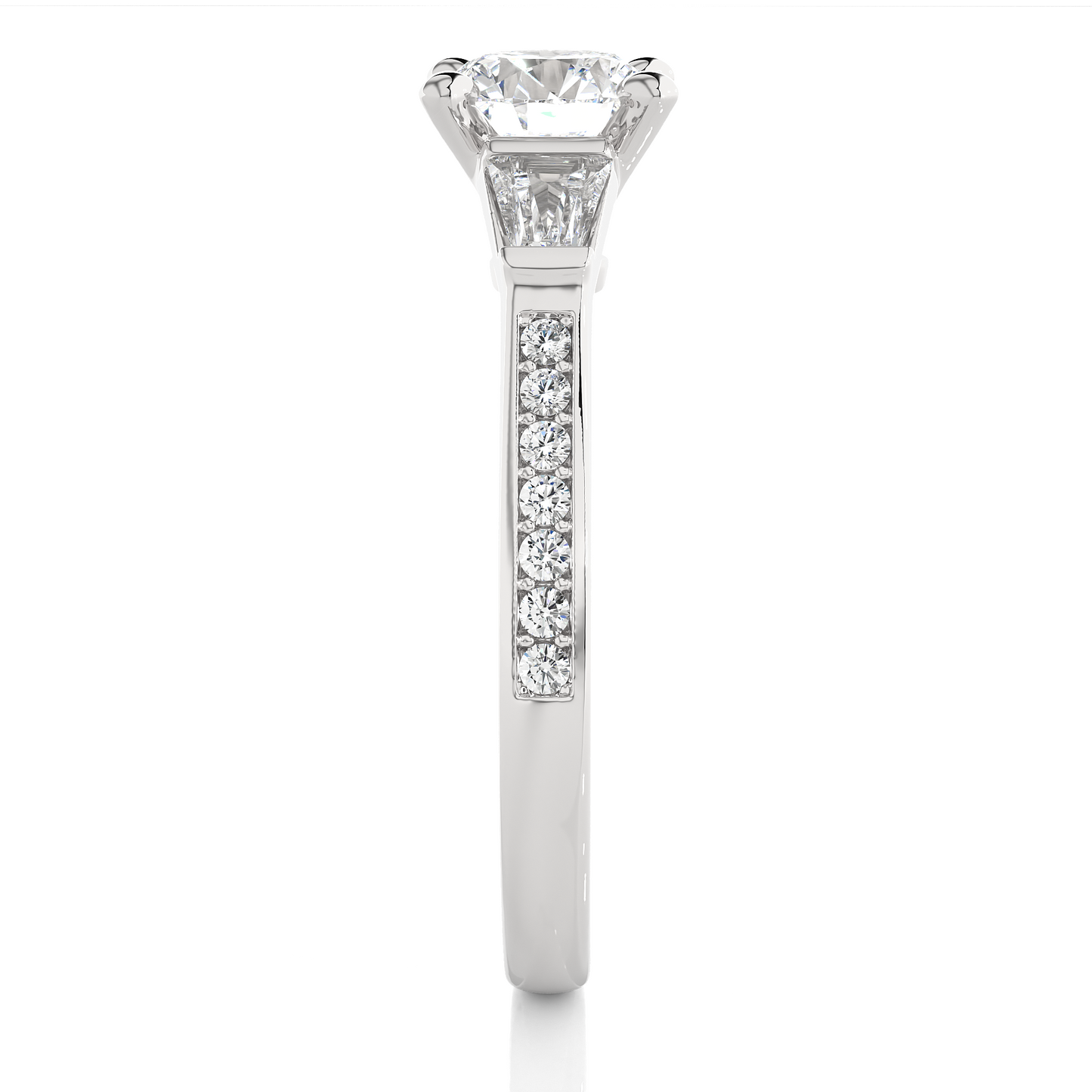 1.68 ct three stone diamond as well as pave and side stones Best gift ring for wedding - HIGHCARAT DIAMONDS