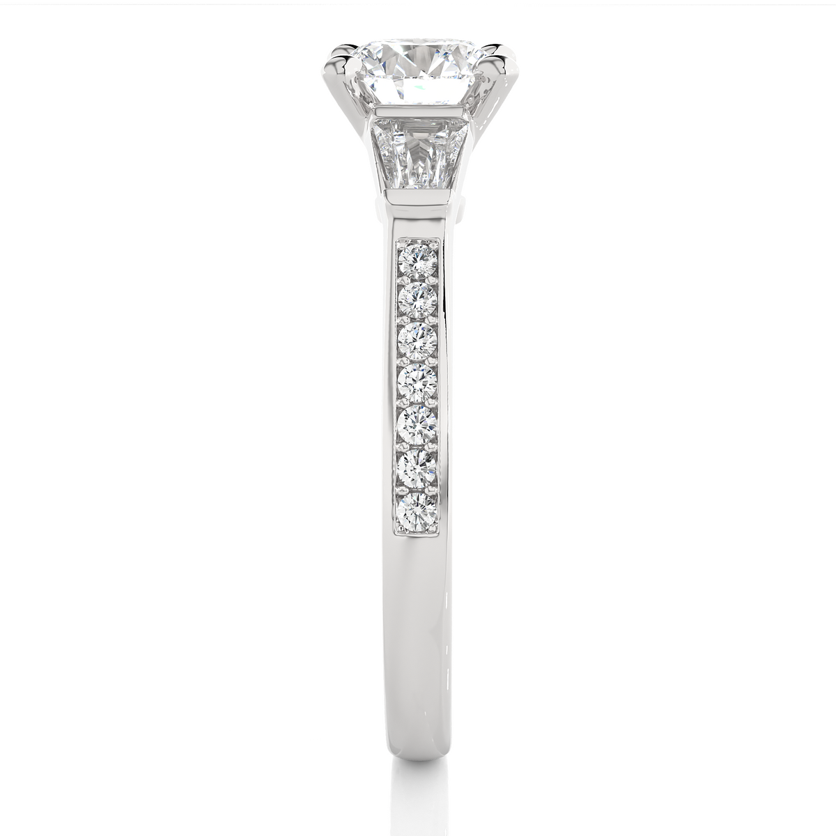 1.68 ct three stone diamond as well as pave and side stones Best gift ring for wedding - HIGHCARAT DIAMONDS