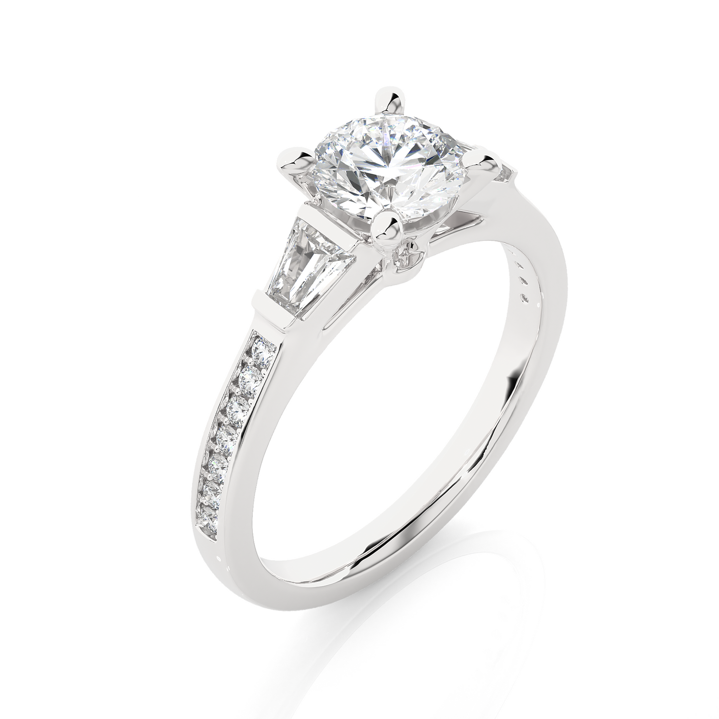 1.68 ct three stone diamond as well as pave and side stones Best gift ring for wedding - HIGHCARAT DIAMONDS