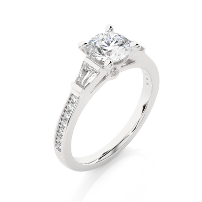 1.68 ct three stone diamond as well as pave and side stones Best gift ring for wedding - HIGHCARAT DIAMONDS
