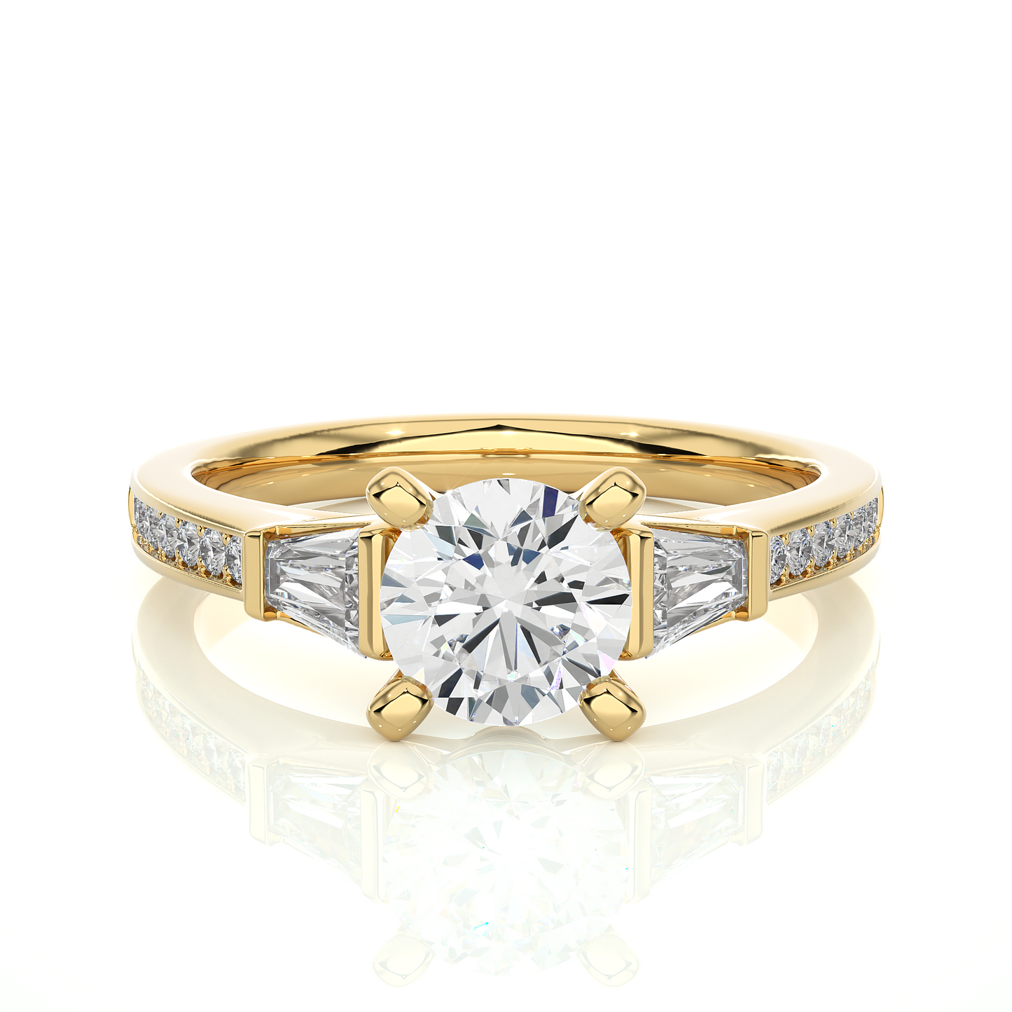 1.68 ct three stone diamond as well as pave and side stones Best gift ring for wedding - HIGHCARAT DIAMONDS